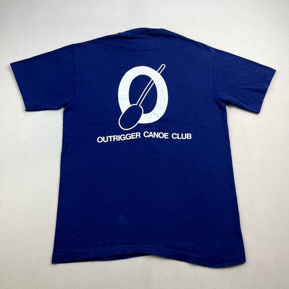 Vintage Outrigger Canoe Club T-Shirt Adult Small Navy Blue Hawaii Waikiki 90s - Picture 1 of 11